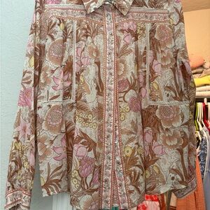 Spell Floral Blouse in Pink and Brown